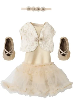 Balletdragt Og Tylskørt Creme, Størrelse 3