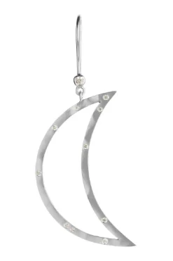 Big Bella Moon With Stones Earring Silver