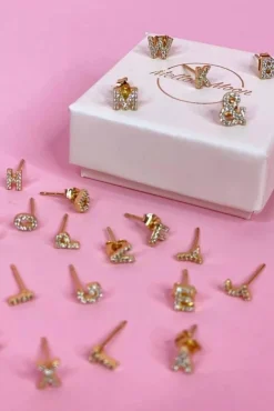 Bogstav ørering Forgyldt med sten