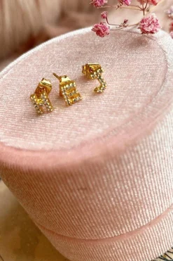 Bogstav ørering Forgyldt med sten