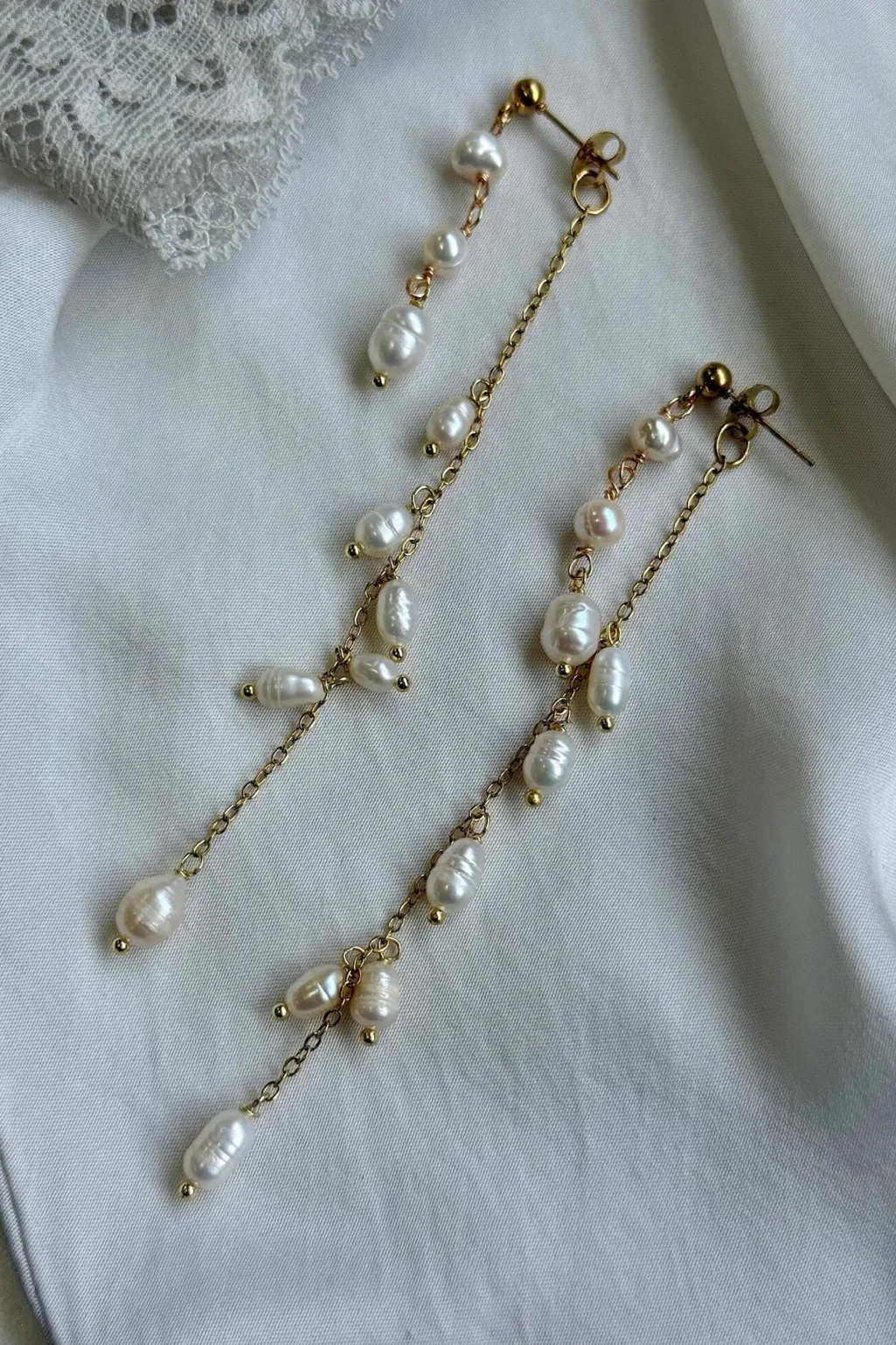 Double String Pearl Earring