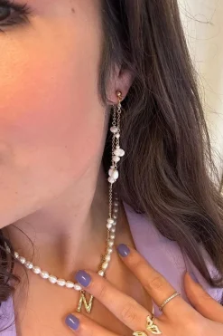 Double String Pearl Earring Long