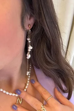 Double String Pearl Earring Long