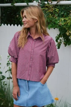 Etta Soft Stripe Stone Shirt 166416