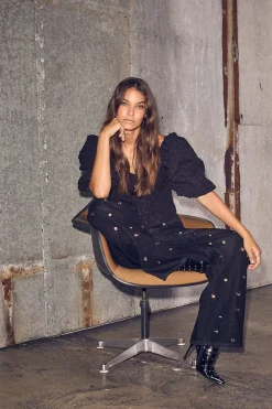 Eyelet Patch Jeans HL10337