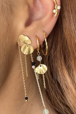 Festive Clear Sea Earring With Chains & Stones