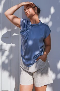 Fleur Drapy Satin Blouse