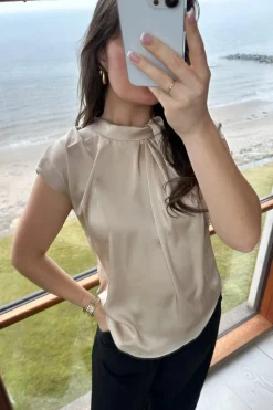 Fleur Drapy Satin Blouse