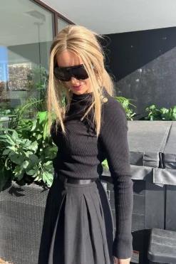 Gold Button Knit Blouse