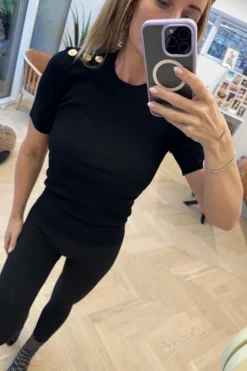 Gold Button Knit T-shirt