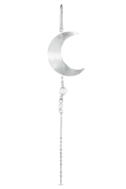 Half Moon Earring with pearl chain Left