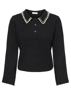 Jdyapril Life L/S Pearl Collar Pull Knt