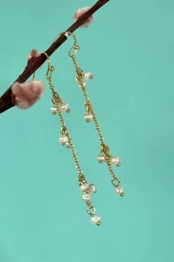 Kæde- Øreringe Med Ferskvandsperler