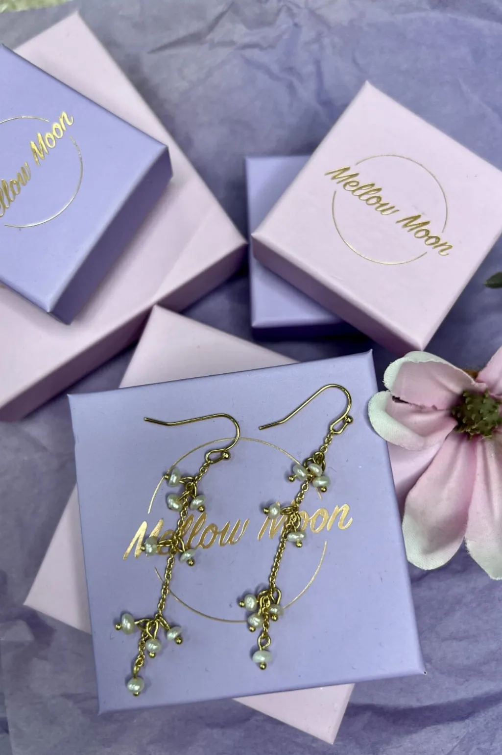 Kæde- Øreringe Med Ferskvandsperler