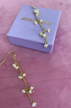 Kæde- Øreringe Med Ferskvandsperler