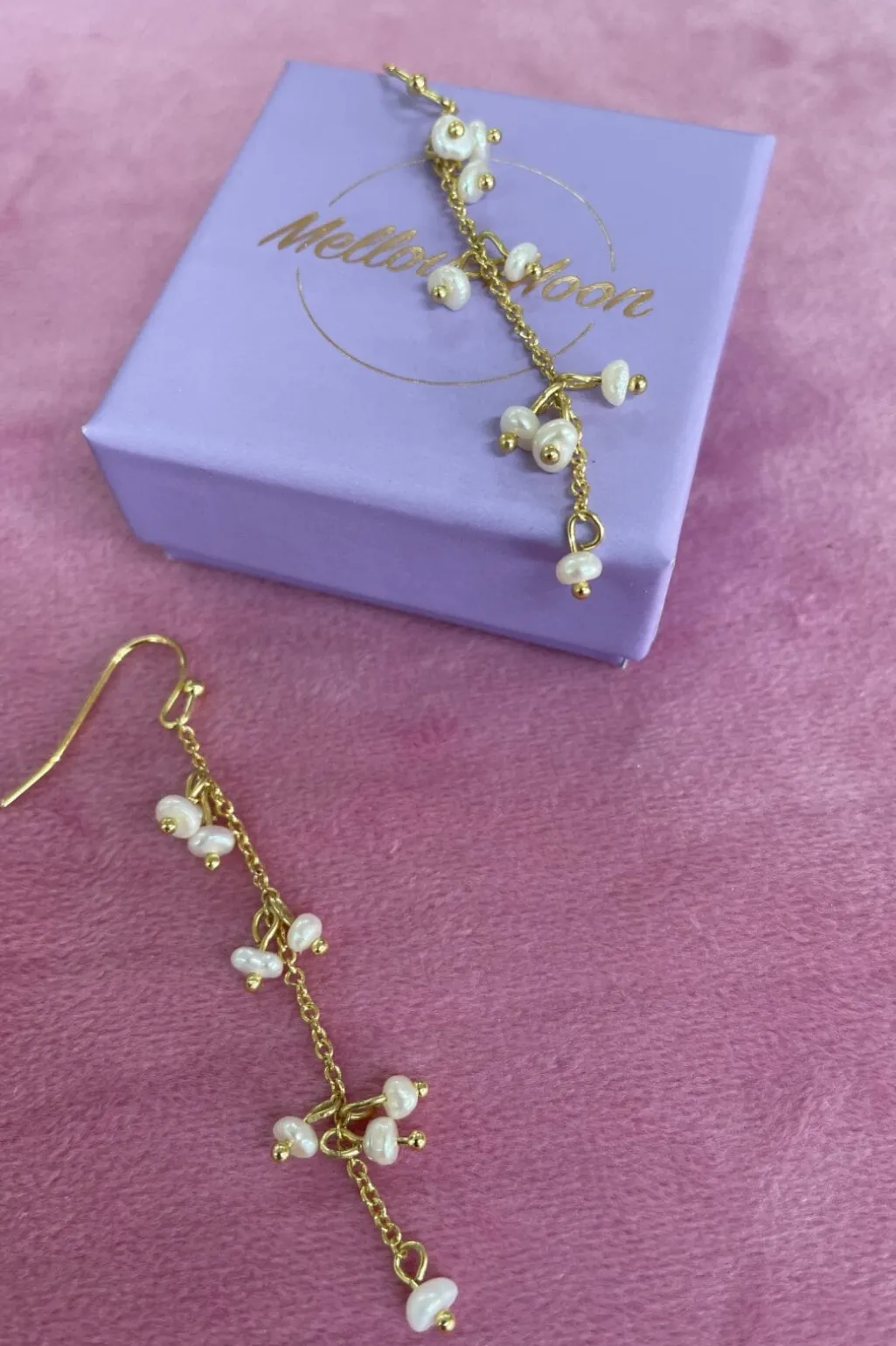 Kæde- Øreringe Med Ferskvandsperler