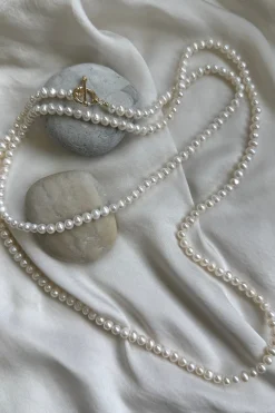 Long Pearl Necklace Hoop