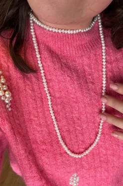 Long Pearl Necklace Hoop