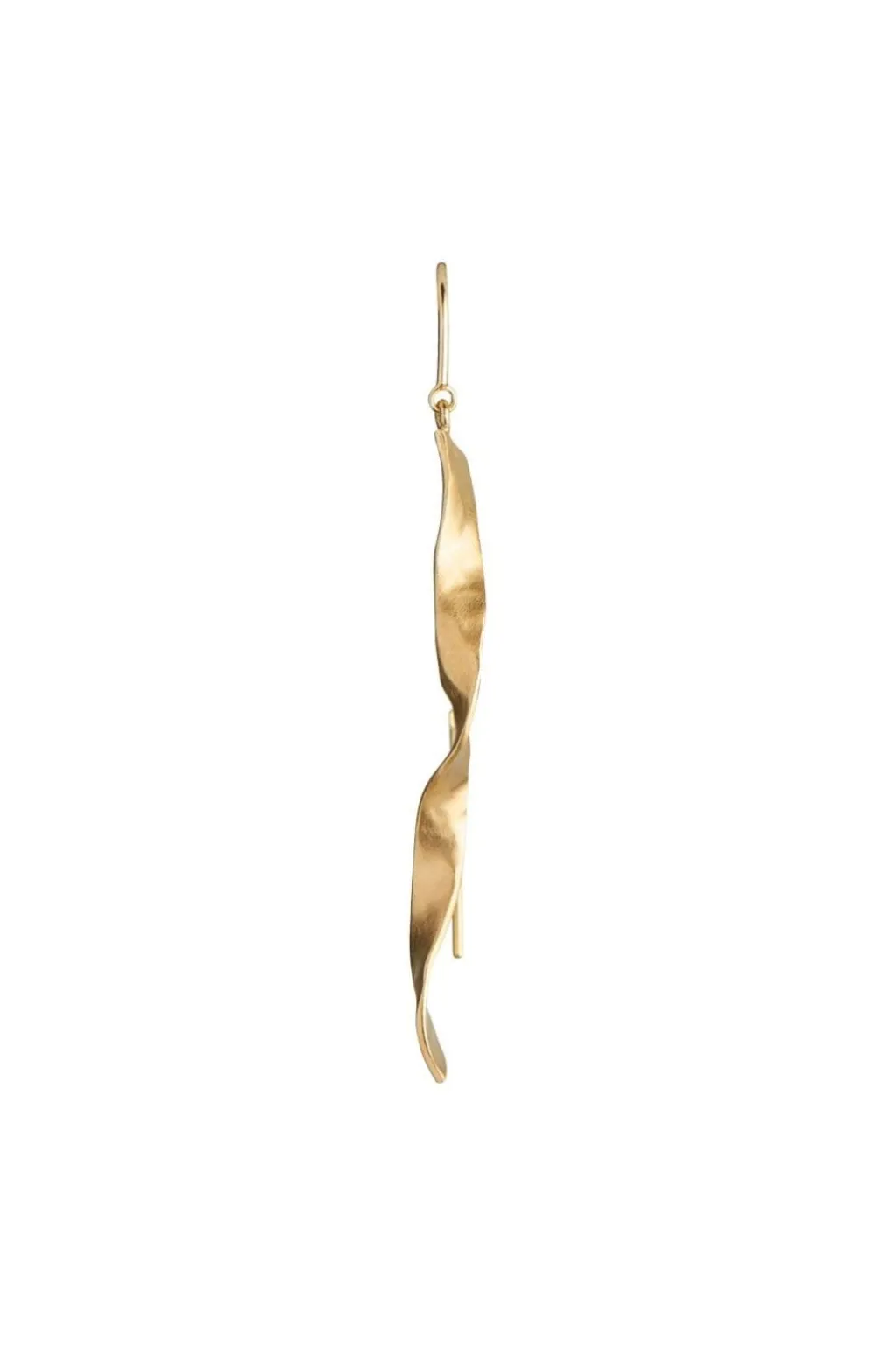 Long Twisted Hammered Earring With Chain Goldenen