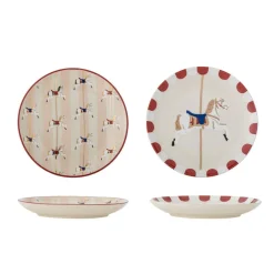 Merry-go-round Tallerken, Rød, Stentøj 82062866