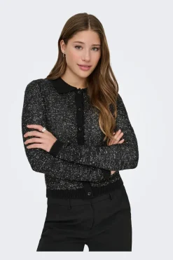 Onlabby Ls Polo Sequins Cardigan Knt