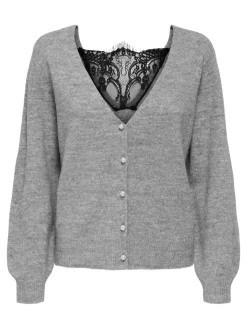 Onladele Ls Lace Mix Revers Cardi Cc Knt