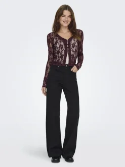 Onlalba L/S V-Neck Lace Top