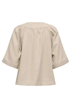 Onlcaro 2/4 V-Neck Linen Bl Top Cc