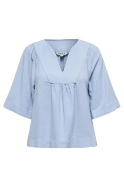Onlcaro 2/4 V-Neck Linen Bl Top Cc