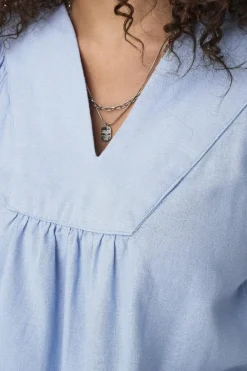 Onlcaro 2/4 V-Neck Linen Bl Top Cc