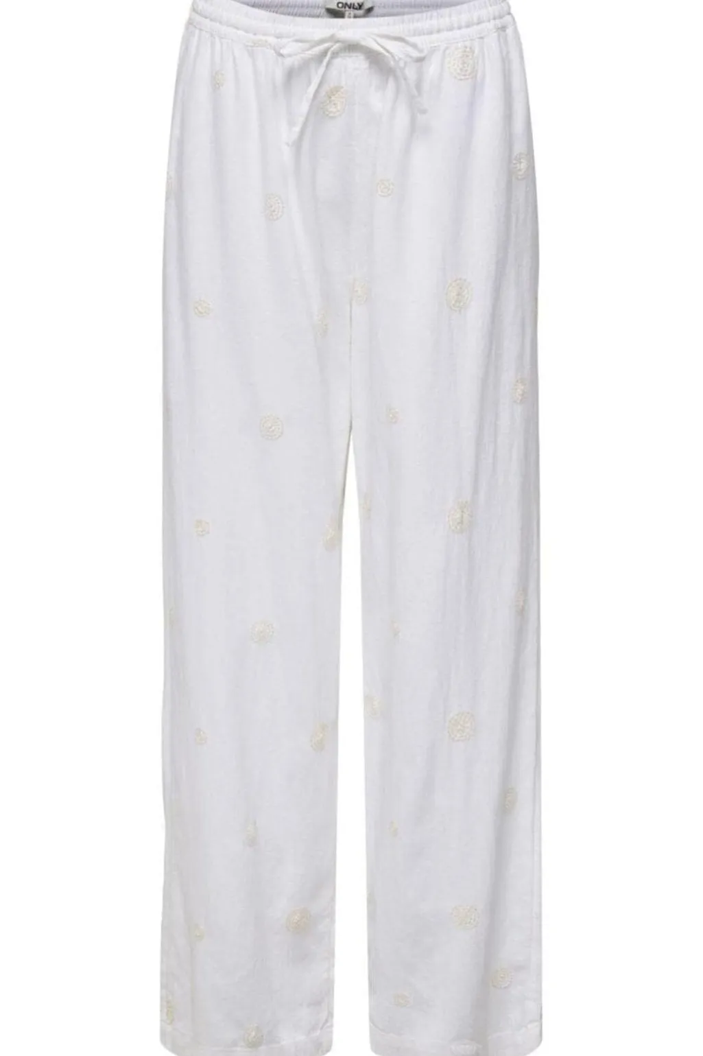 Onlcaro Linen Bl Emb Wide Pant Cc