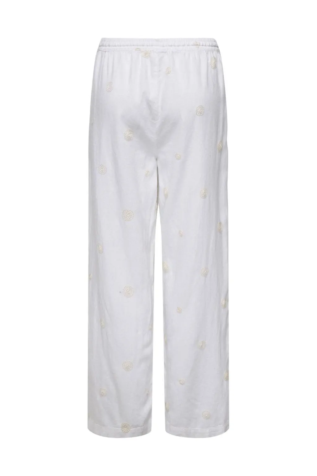 Onlcaro Linen Bl Emb Wide Pant Cc