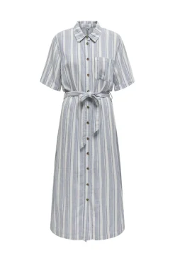 Onlcaro S/S Linen Bl Belt Dress Cc