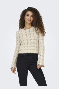 Onlcrystal Life Ls Detail O-Neck Knt