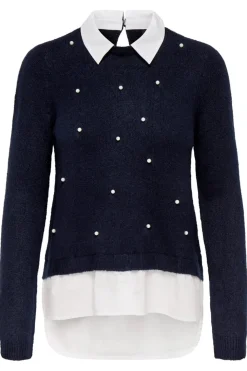 Onldolly Ls Woven Mix Pearl Pull Cc Knt