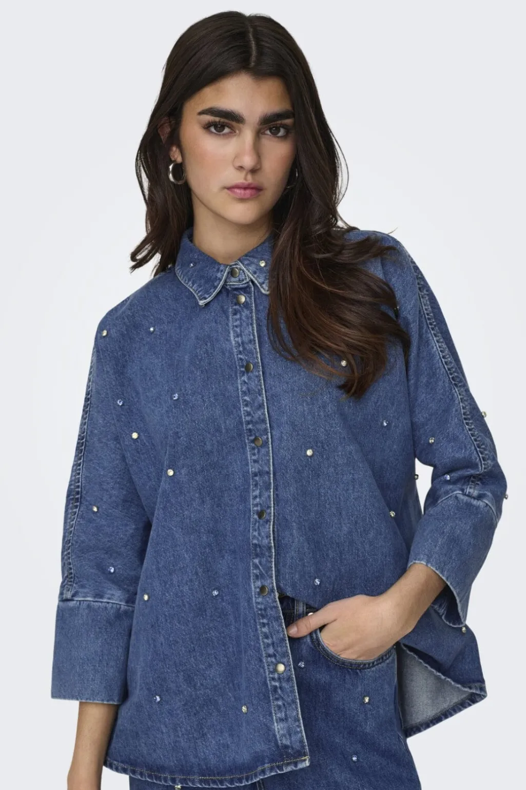 Onlgrace Ls Rhinestone Shirt Cro