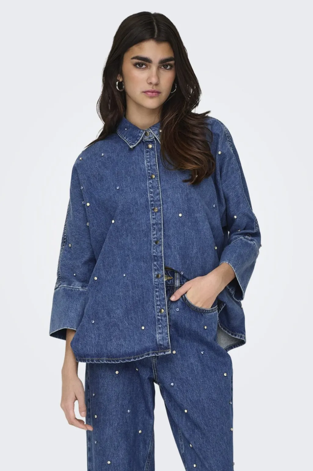 Onlgrace Ls Rhinestone Shirt Cro