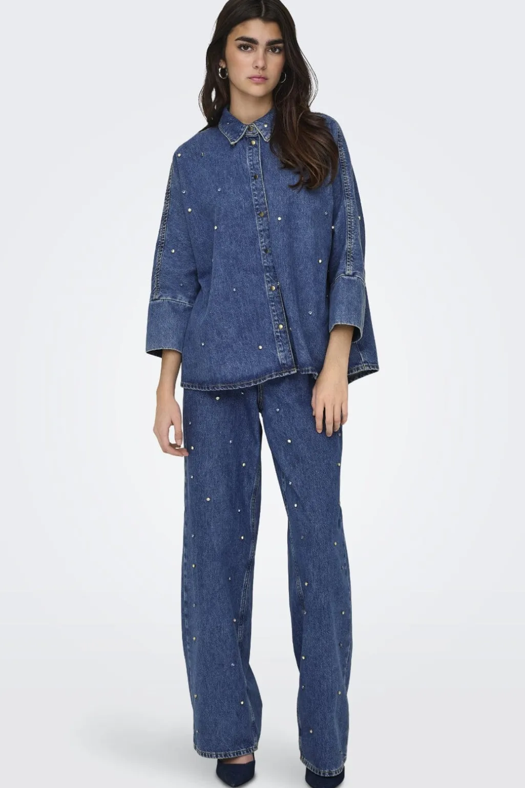 Onlgrace Ls Rhinestone Shirt Cro