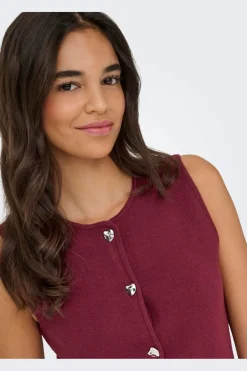 Onlibi Button Sl Vest Cc Knt