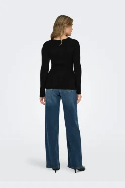 Onlibi Ls V-Neck Rib Peplum Cc Knt