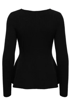 Onlibi Ls V-Neck Rib Peplum Cc Knt