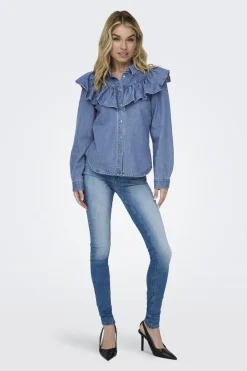 Onlindigo Ls Frill Shirt Qyt