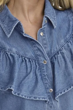 Onlindigo Ls Frill Shirt Qyt