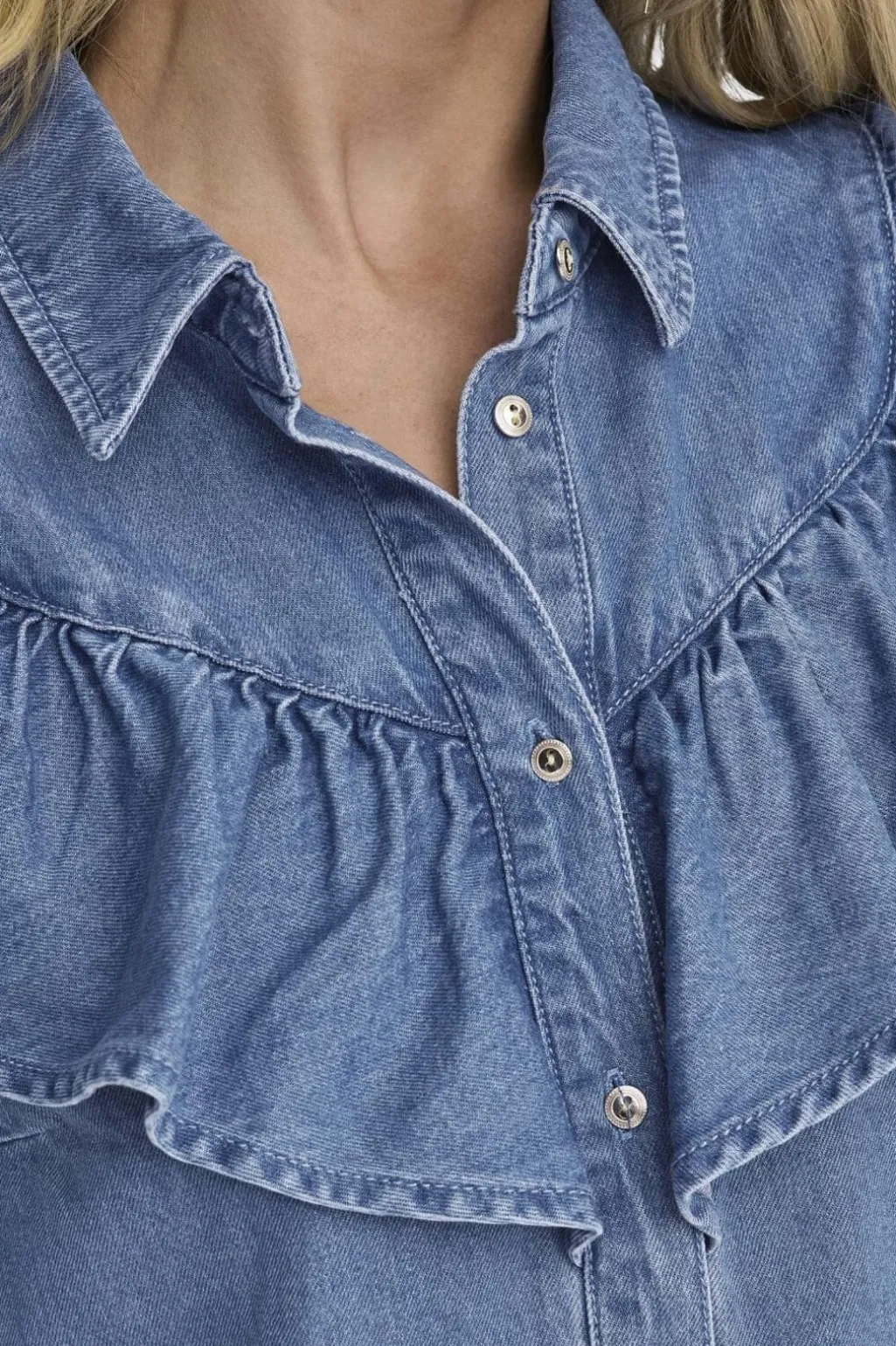 Onlindigo Ls Frill Shirt Qyt