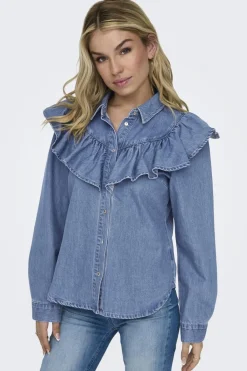 Onlindigo Ls Frill Shirt Qyt
