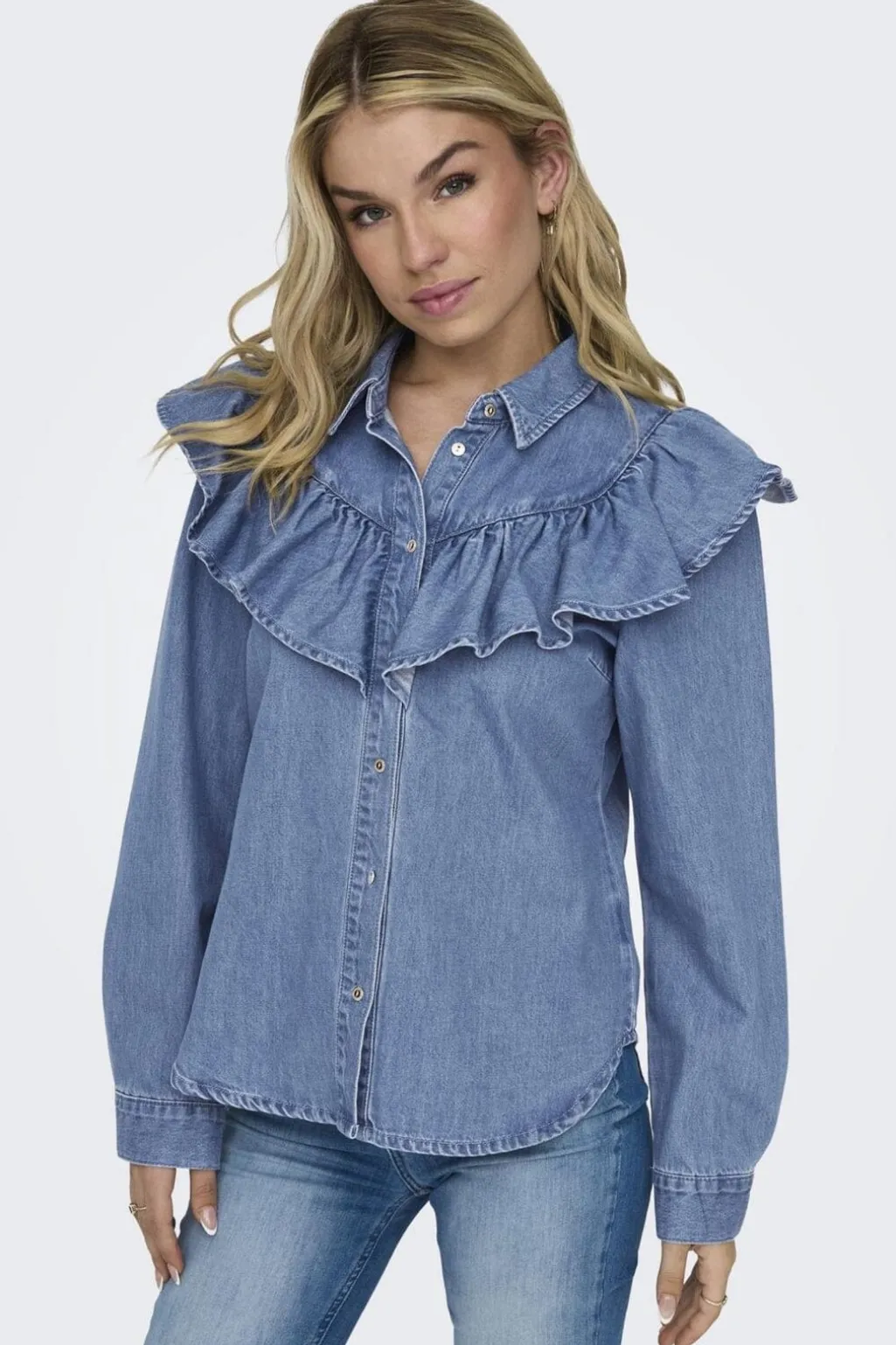 Onlindigo Ls Frill Shirt Qyt