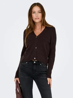 Onlkatia Ls Cable V-Neck Cardi Knt Nca