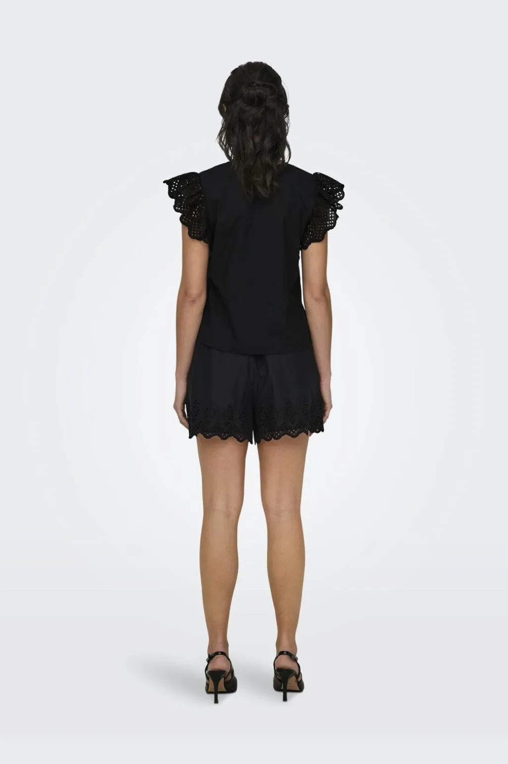 Onllou Life Emb S/S Frill Top