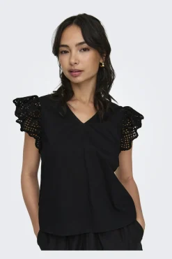 Onllou Life Emb S/S Frill Top