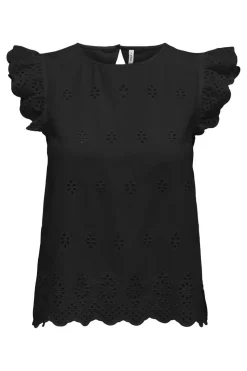 Onllou Life Emb S/S Open Back Top